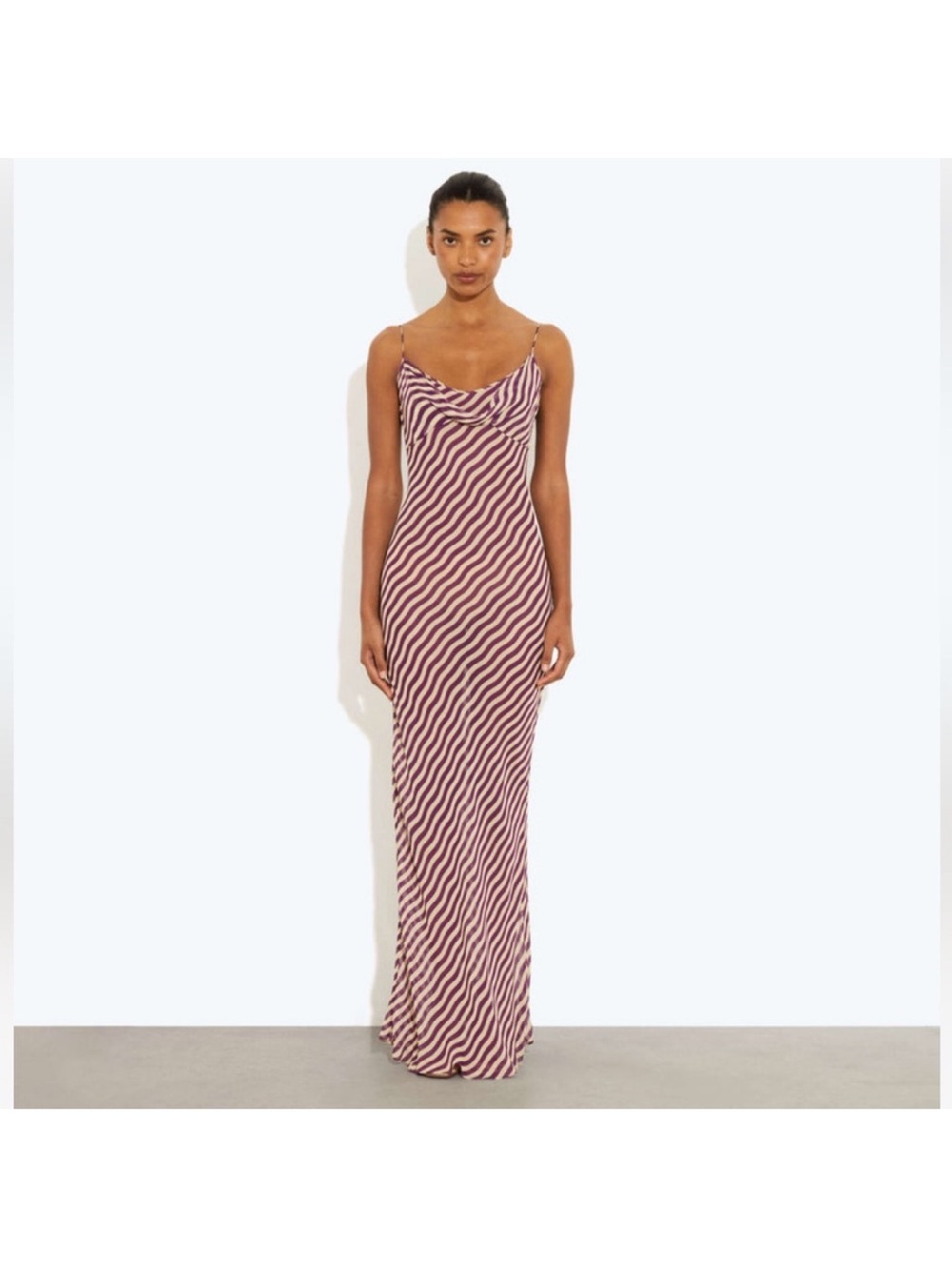 Rat & Boa Diagonal Stripe Cowl Neck Maxi Dress - elegant/classy showstopper